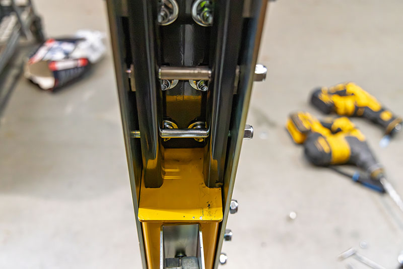 Close up of Goliath attached to racking